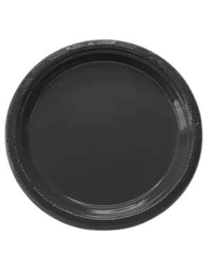 Plato plástico negro, 10  piezas, 23 cms