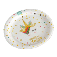 Plato de cartón unicornio, 6 piezas, blanco