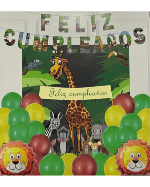 Set de globos látex con fondo de animales 31pcs