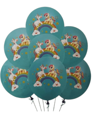 Globos Latex Unicornio Celeste, 25 piezas