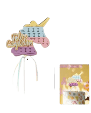 Toppers Feliz Cumpleaños Unicornio Multicolor 1 Pc