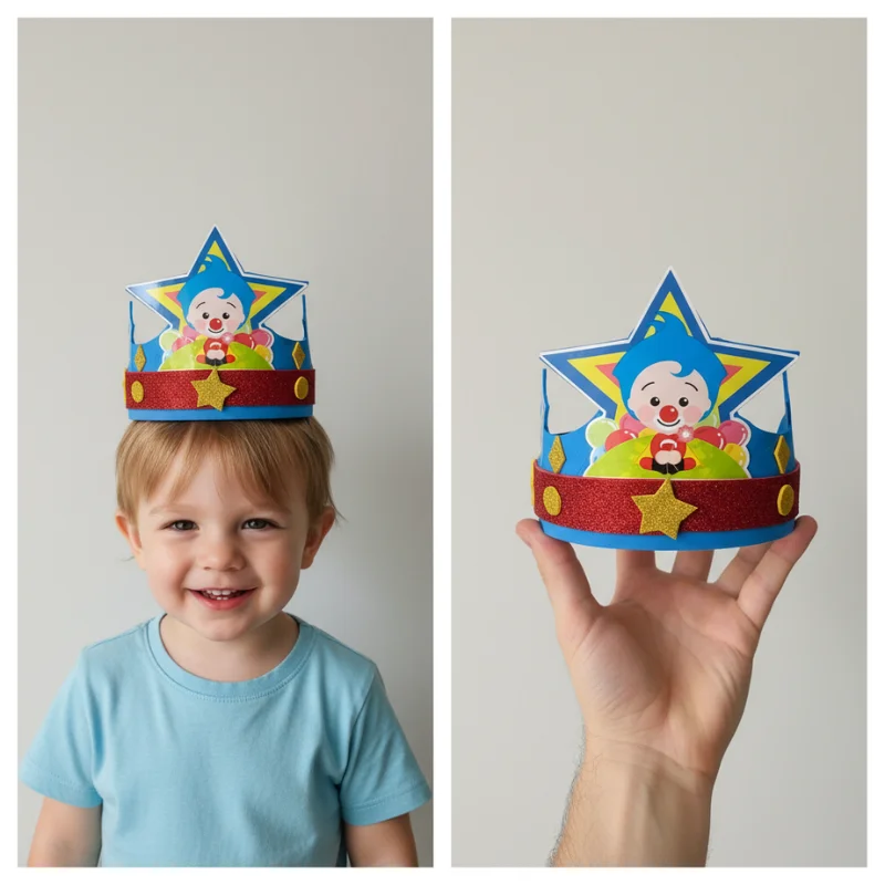Corona para el cumpleañero Plim Plim, color azul - Imagen 3