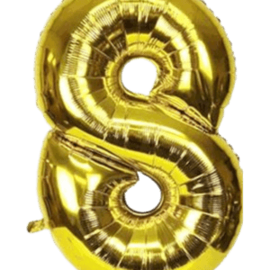 Globo Metálico 40 cm Dorado Numero 8