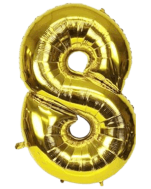 Globo Metálico 40 cm Dorado Numero 8