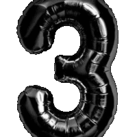 Globo Metálico 76 cm Negro Numero 3