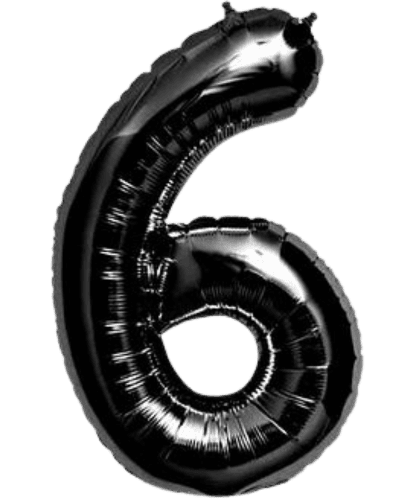 Globo Metálico 40 cm Negro Numero 6