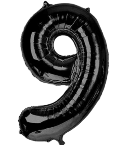Globo Metálico 40 cm Negro Numero 9