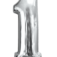 Globo Metálico 40 cm Plateado Numero 1