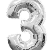 Globo Metálico 40 cm Plateado Numero 3