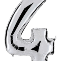 Globo Metálico 40 cm Plateado Numero 4