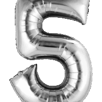 Globo Metálico 40 cm Plateado Numero 5