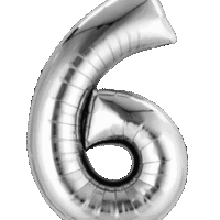 Globo Metálico 40 cm Plateado Numero 6