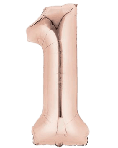 Globo Metálico 40 cm Rosa Oro Numero 1