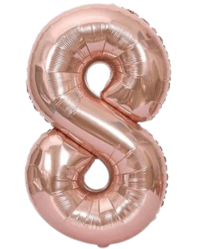 Globo Metálico 40 cm Rosa Oro Numero 8