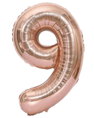 Globo Metálico 40 cm Rosa Oro Numero 9