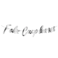 Guirnalda de Cartón "Feliz Cumpleaños" Plateado, 3 Metros