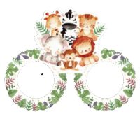 Lentes para cumpleaños, animalitos de la selva, safari. 1 pieza