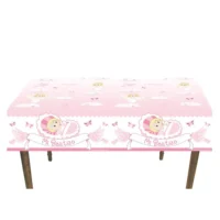 Mantel bautizo rosa