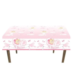 Mantel bautizo rosa