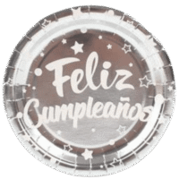Plato de Cartón Plateados Feliz Cumpleaños, 6 piezas, 18cms