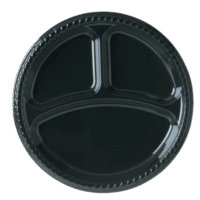 Plato Plastico 3 Divisiones Rojo o Negro, 4 piezas