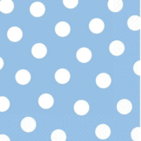 Servilletas de papel Celeste con puntos blancos, 16 piezas