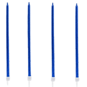 Velas color azul con glitter, 15,2 cms, 6 piezas