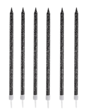 Velas largas negra con puntos blanco, 6pcs