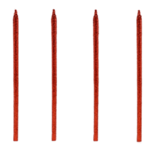 Velas color rojo con glitter, 15,2 cms, 6 piezas