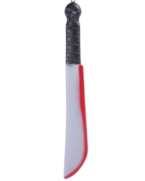 Cuchillo de plástico con sangre medidas 42 x 6 cms