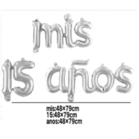 Globos metálico de letra mis 15 años plateada