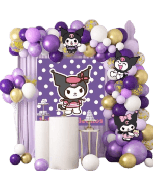 Guirnalda de Globos Fondo Feliz Cumpleaños Kuromi, 86 Piezas