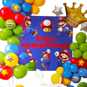 Guirnalda de Globos con fondo de Mario Bross, 68 Piezas