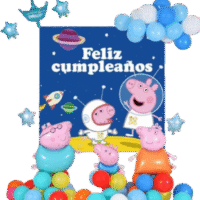 Guirnalda de globos mas fondo de Peppa, 57 Piezas