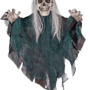 Parca o calavera de Halloween, con brazos articulados, sonido y luz