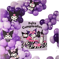 Guirnalda de Globos Fondo Feliz Cumpleaños Kuromi, 97 Piezas