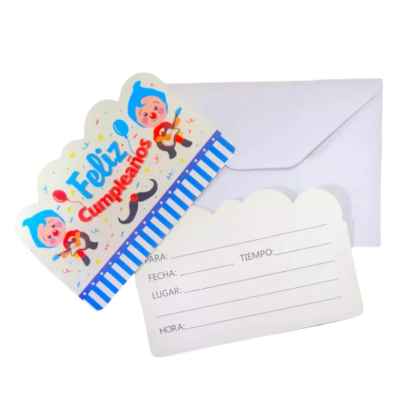 Tarjetas de Invitación plim plim, 8 piezas