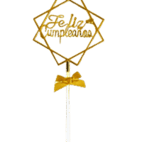 Topper Torta  Feliz Cumpleaños Dorado