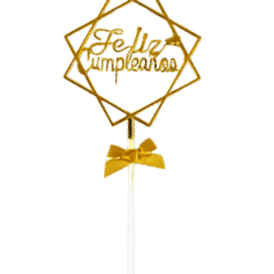 Topper Torta  Feliz Cumpleaños Dorado