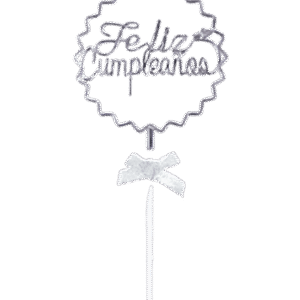 Topper torta Feliz Cumpleaños Plateado