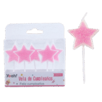 Set de 5 Velas de Estrellas Rosa