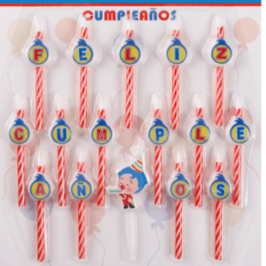 Velas Feliz Cumpleaños Plim Plim, 16 piezas
