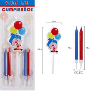 Vela Plim Plim con globos, 5 piezas