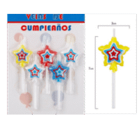 Velas Estrellas Plim Plim x 5 Piezas