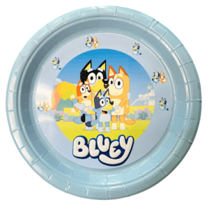 Platos de Cartón Bluey Celestes 18" X 6 Piezas