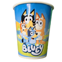 Vasos Polipapel Bluey celestes x 6 Piezas