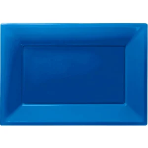 Bandeja plástica rectangular azul, 3 piezas