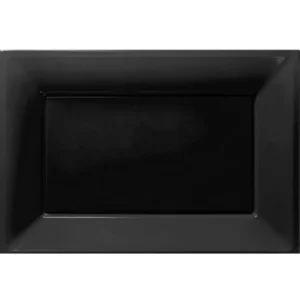 Bandeja plástica rectangular negra, 3 piezas