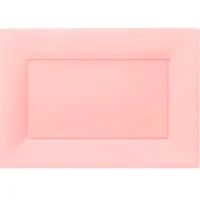 Bandeja plástica rectangular rosada, 3 piezas