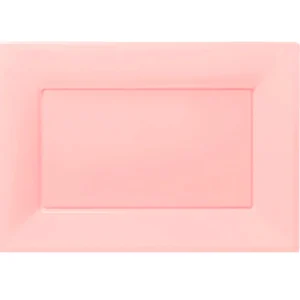 Bandeja plástica rectangular rosada, 3 piezas